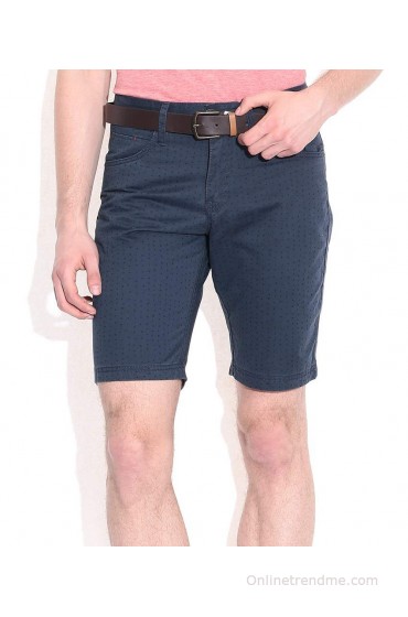 Celio Navy Cotton Printed Shorts